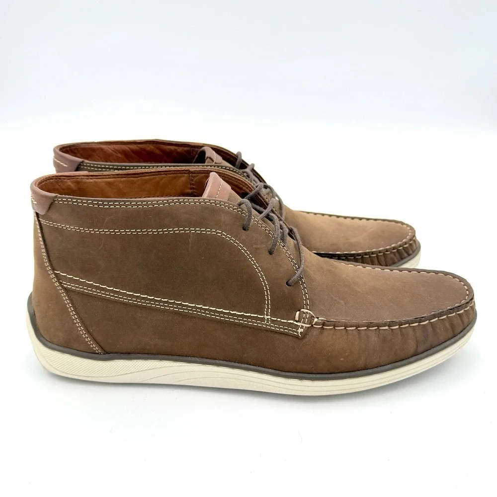 Size 10 - Johnston & Murphy Emmett‎ Moc Toe Boot - Tan Oiled Full Grain Leather